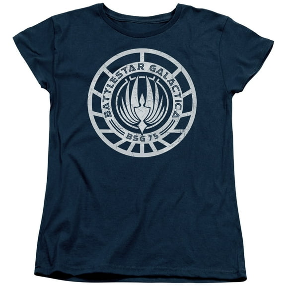 Trevco BSG170-WT-2 BSG Scratched Logo-S by S Womens Tee, Navy - Medium
