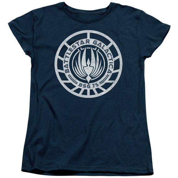 Trevco BSG170-WT-4 BSG Scratched Logo-S by S Womens Tee, Navy - Extra Large