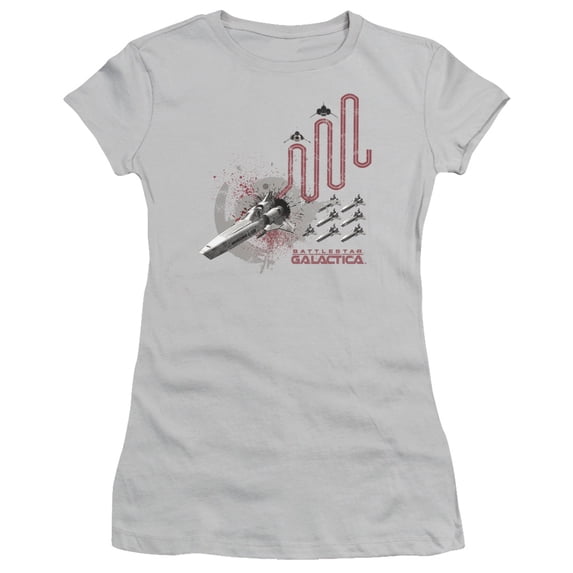 Trevco BSG204-JS-2 BSG Red Squadron Splatter-S by S Junior Sheer Cap Sleeve Shirt, Silver - Medium
