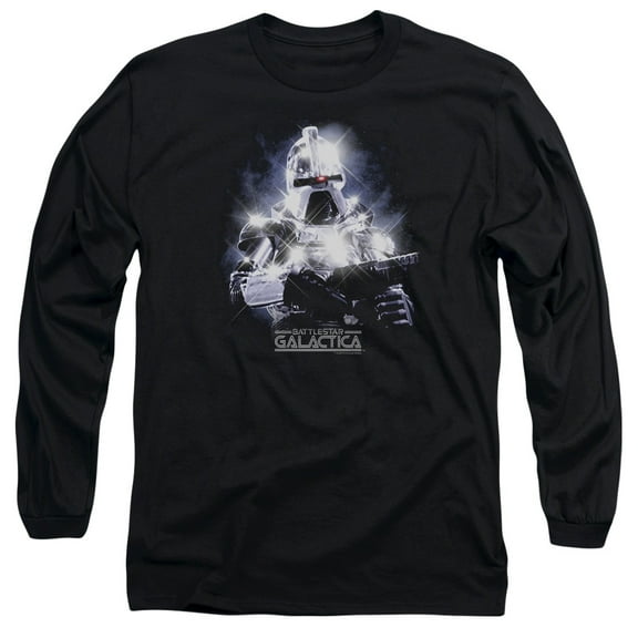 Trevco BSG208-AL-3 BSG & 35th Anniversary Cylon Adult Cotton Long Sleeve 18-1 T-Shirt, Black - Large