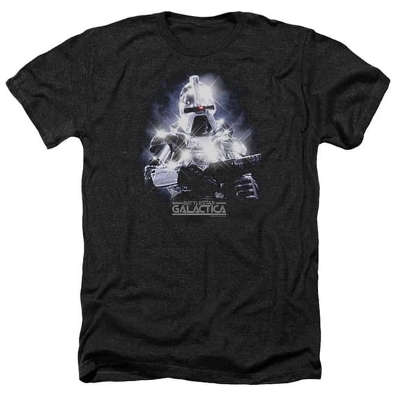 Trevco BSG208-HA-6 Battlestar Galactica & 35th Anniversary Cylon-Adult Heather T-Shirt, Black - 3X