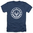 thumbnail image 1 of Trevco BSG211-HA-6 Battlestar Galactica & Pegasus Badge-Adult Heather T-Shirt, Navy - 3X, 1 of 1