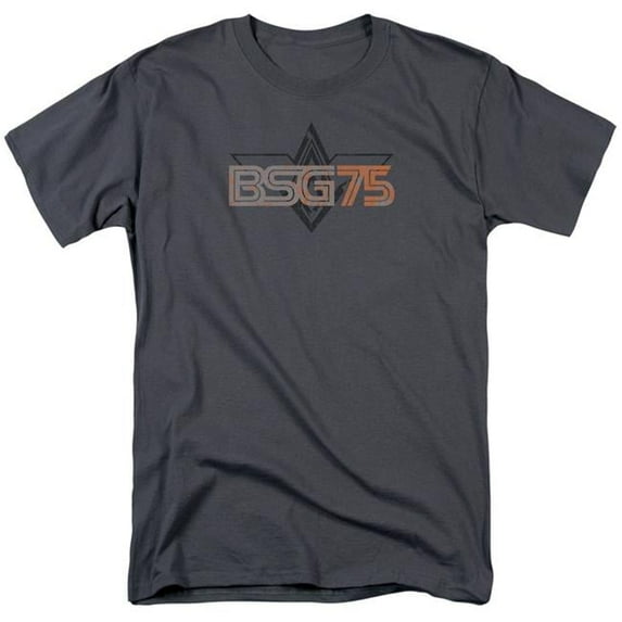 Trevco BSG226-AT-1 Battlestar Galactica & BSG75 Adult Regular Fit Cotton Short Sleeve 18-1 T-Shirt, Charcoal - Small