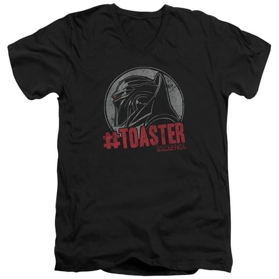 Trevco BSG243-AV-2 BSG & Toaster Adult Cotton Slim Fit V-Neck Short Sleeve 30-1 T-Shirt, Black - Medium