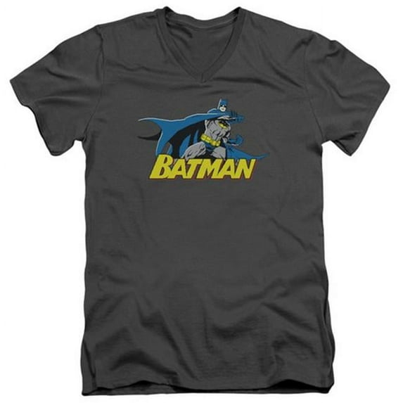 Trevco Batman-8 Bit Cape - Short Sleeve Adult 30-1 Tee - Charcoal- Small