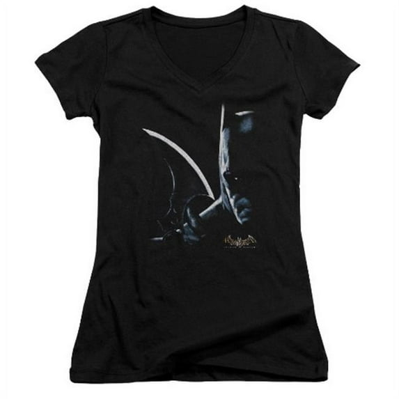 Trevco Batman Aa-Arkham Batman - Junior V-Neck Tee - Black- Small