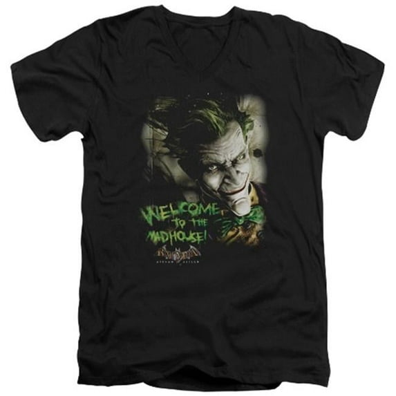 Trevco Batman Aa-Welcome To The Madhouse - Short Sleeve Adult 30-1 Tee - Black- Medium