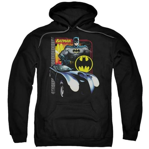Trevco BM1855-AFTH-8 Batman & Bat Racing Adult Pull-Over Hoodie, Black - 5X