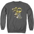 thumbnail image 1 of Trevco  Batman & Bat Signal Long Sleeve Adult Crewneck Sweatshirt, Charcoal - 2X, 1 of 1