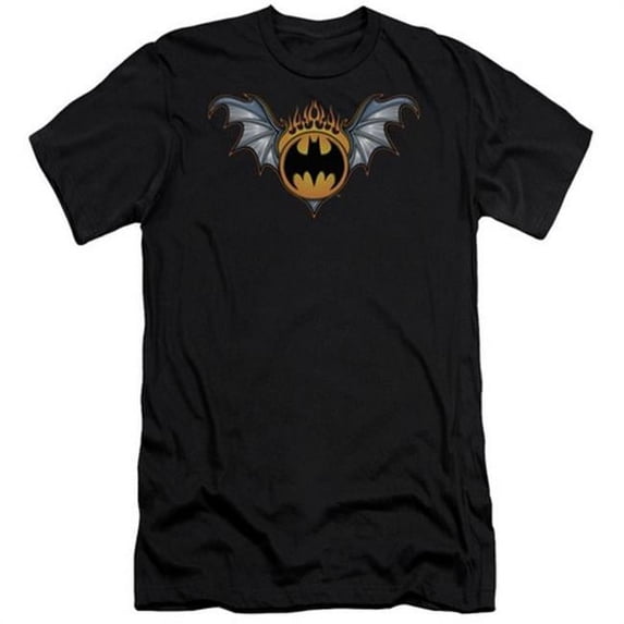 Trevco Batman-Bat Wings Logo - Short Sleeve Adult 30-1 Tee - Black- 2X