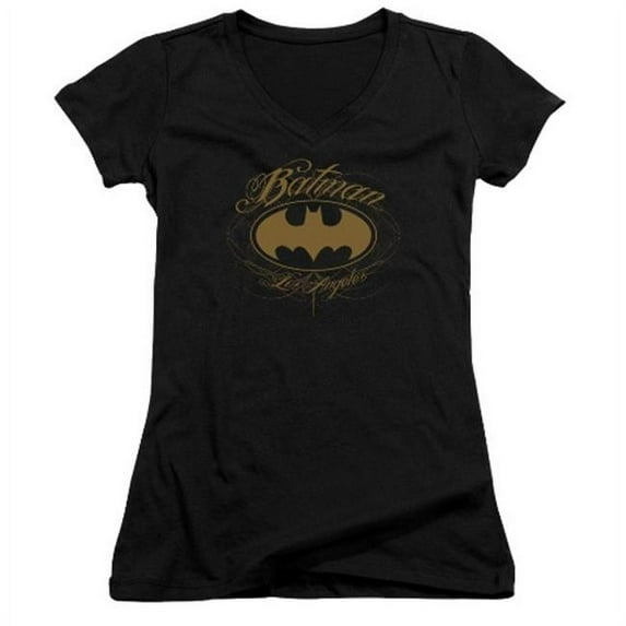 Trevco Batman-Batman La - Junior V-Neck Tee - Black- Small