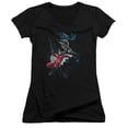 thumbnail image 1 of Batman DC Comics Black And White Batman and Robin Juniors V-Neck T-Shirt Tee, 1 of 1