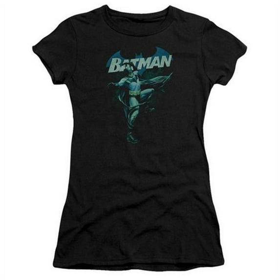 Trevco Batman-Blue Bat - Short Sleeve Junior Sheer Tee - Black- Large