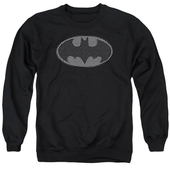 Trevco Batman & Chainmail Shield Adult Crewneck Sweatshirt, Black - Medium