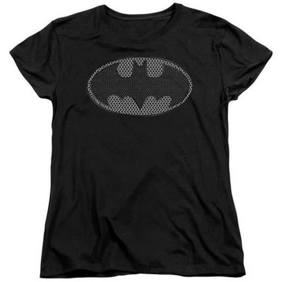 Trevco Batman-Chainmail Shield - Short Sleeve Womens Tee - Black- Extra Large