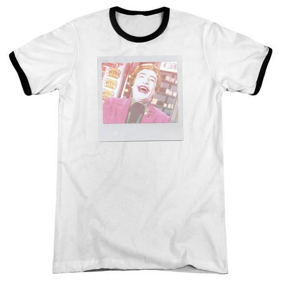 Trevco Batman Classic TV & Captured Adult Ringer Short Sleeve Cotton T-Shirt, White & Black - Small