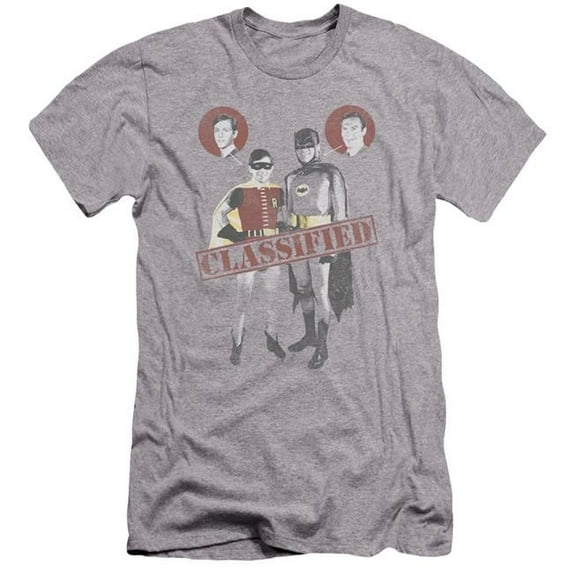 Trevco Batman Classic TV & Classified Adult Cotton Premium Canvas Brand Slim Fit 30-1 T-Shirt, Athletic Heather - Medium