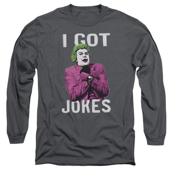 Trevco Batman Classic TV & Got Jokes-Long Sleeve Adult 18-1 T-Shirt, Charcoal - Large