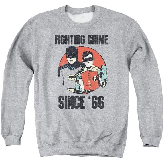 Trevco Batman Classic TV & Since 66 Adult Crewneck Sweatshirt, Athletic Heather - Medium