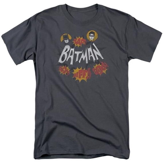 Trevco Batman Classic Tv-Sound Effects - Short Sleeve Adult 18-1 Tee - Charcoal- Large