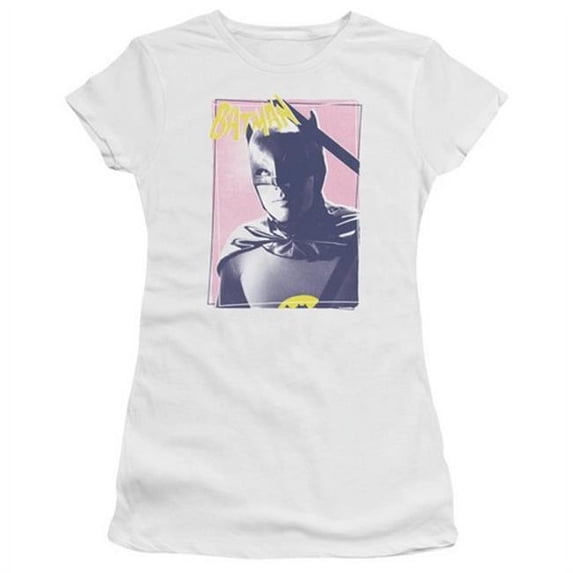 Trevco Batman Classic Tv-Wayne 80s - Short Sleeve Junior Sheer Tee - White- Small