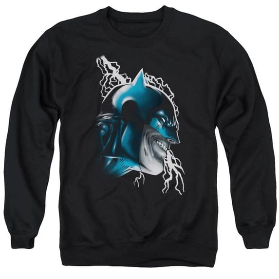 Trevco Batman & Crazy Grin Long Sleeve Adult Crewneck Sweatshirt, Black - 3X