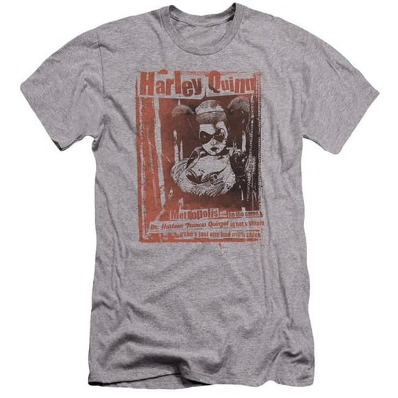 Trevco BM2264-PSF-3 Batman & DR Quinn Adult Cotton Premium Canvas Brand Slim Fit 30-1 T-Shirt, Athletic Heather - Large