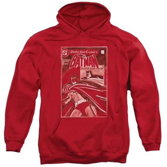 Trevco Batman-Doa Cover - Adult Pull-Over Hoodie - Red- Small
