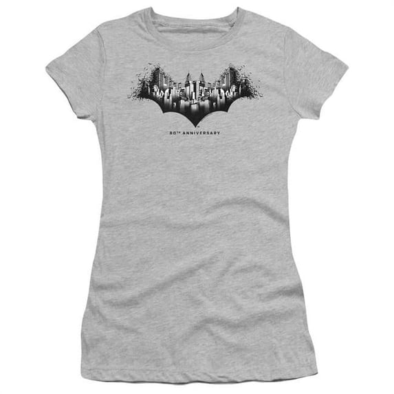 Trevco Batman Gotham Shield Short Sleeve Junior Sheer T-Shirt - Athletic Heather - Medium