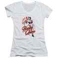 thumbnail image 1 of Trevco  Batman & Harley Airbrush Juniors Sheer Cotton Cap Sleeve V-Neck Jersery, White - Medium, 1 of 1