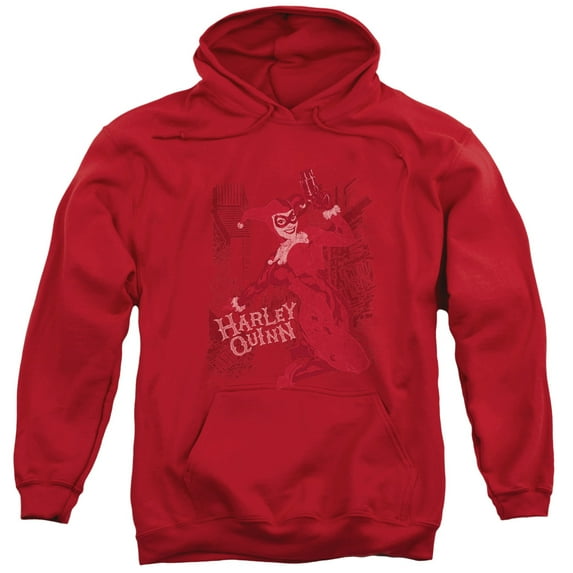 Trevco Batman-Harleys Packing - Adult Pull-Over Hoodie - Red- Extra Large