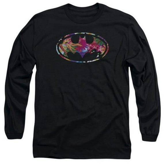 Trevco Batman-Hawaiian Shield - Long Sleeve Adult 18-1 Tee - Black- Small