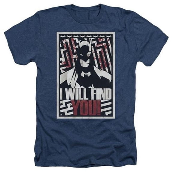 Trevco Batman-I Will Fnd You - Adult Heather Tee - Navy- 2X