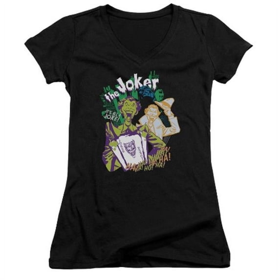 Trevco Batman-Its All A Joke - Junior V-Neck Tee - Black, Large