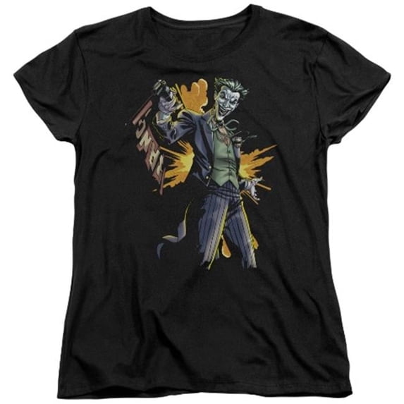 Trevco Batman-Joker Bang - Short Sleeve Womens Tee - Black- Medium