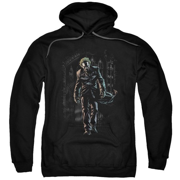 Batman Men's Joker Leaves Arkham Hooded Sweatshirt X-Large Black