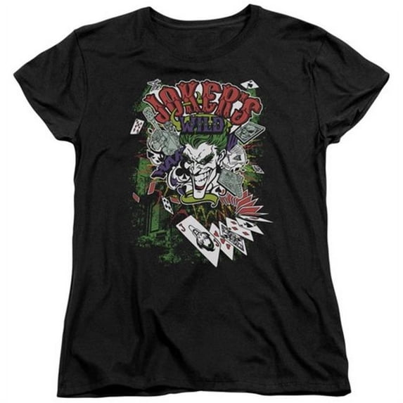 Trevco Batman-Jokers Wild - Short Sleeve Womens Tee - Black- Extra Large