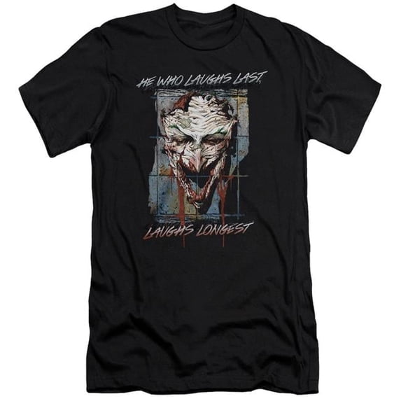 Trevco BM2483-PSF-5 Batman & Just for Laughs-Premuim Canvas Adult Slim Fit 30-1 T-Shirt, Black - 2X