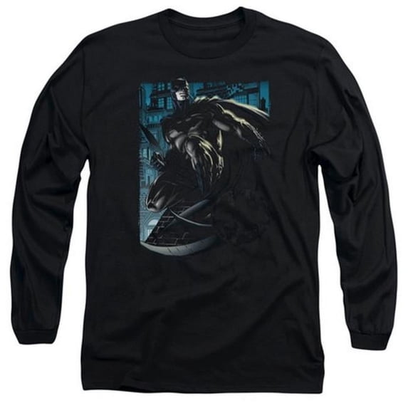 Trevco Batman-Knight Falls In Gotham - Long Sleeve Adult 18-1 Tee - Black- Extra Large