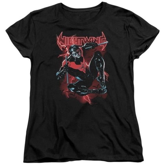 Trevco Batman-Lightwing - Short Sleeve Womens Tee - Black- Small