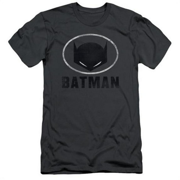 Trevco Batman-Mask In Oval - Short Sleeve Adult 30-1 Tee - Charcoal- Large