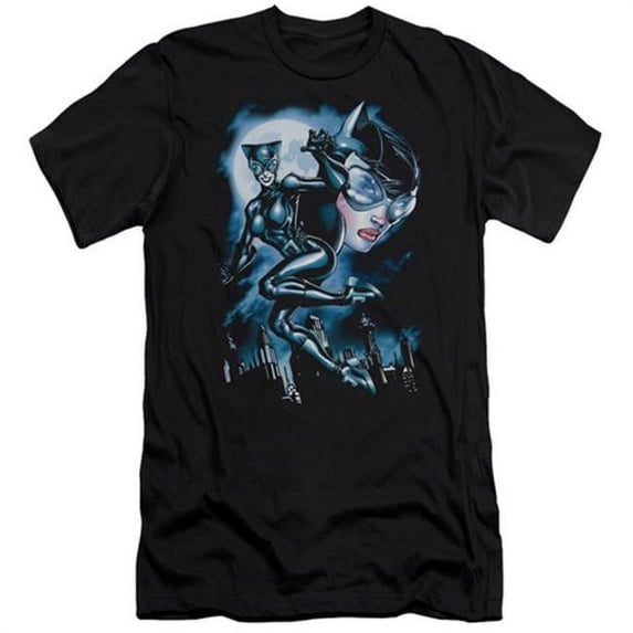 Trevco Batman-Moonlight Cat - Short Sleeve Adult 30-1 Tee - Black- 2X