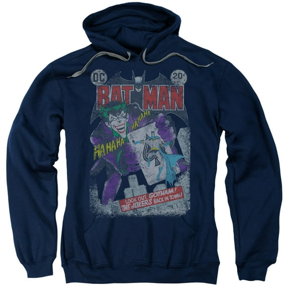 Trevco Batman-No. 251 Distressed - Adult Pull-Over Hoodie - Navy- 2X