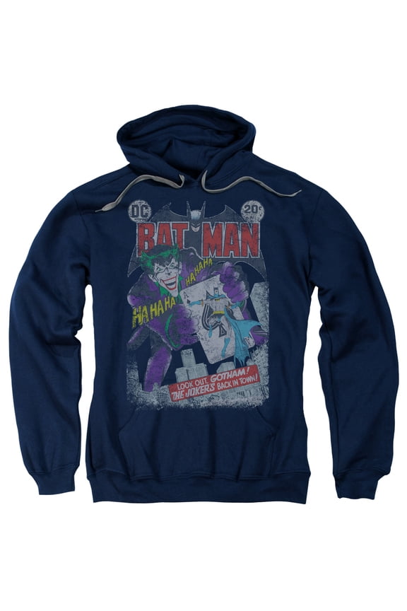 Trevco Batman-No. 251 Distressed - Adult Pull-Over Hoodie - Navy- Extra Large