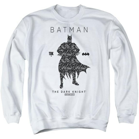Trevco Batman & Paislety Silhouette Adult Crewneck Sweatshirt, White - Large