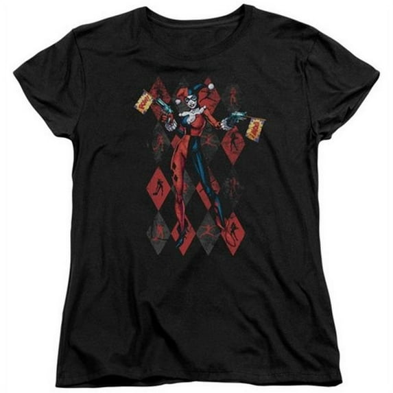 Trevco Batman-Pow Pow - Short Sleeve Womens Tee - Black- Small