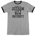 thumbnail image 1 of Trevco  Batman & Property of GCU Adult Cotton Ringer Short Sleeve T-Shirt, Heather & Black - Small, 1 of 1
