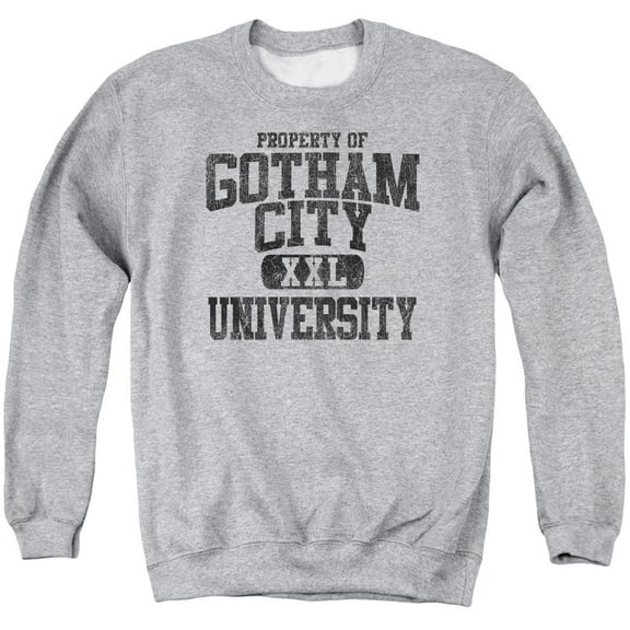 Trevco BM1952-AS-1 Batman & Property of GCU-Adult Crewneck Sweatshirt, Athletic Heather - Small