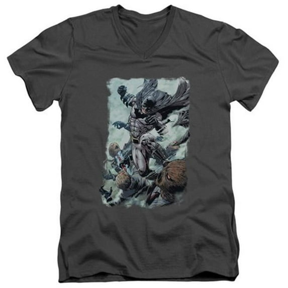 Trevco Batman-Punch - Short Sleeve Adult 30-1 Tee - Charcoal- Large