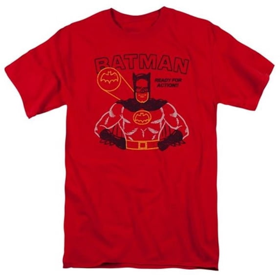 Trevco Batman-Ready For Action - Short Sleeve Adult 18-1 Tee - Red- 4X